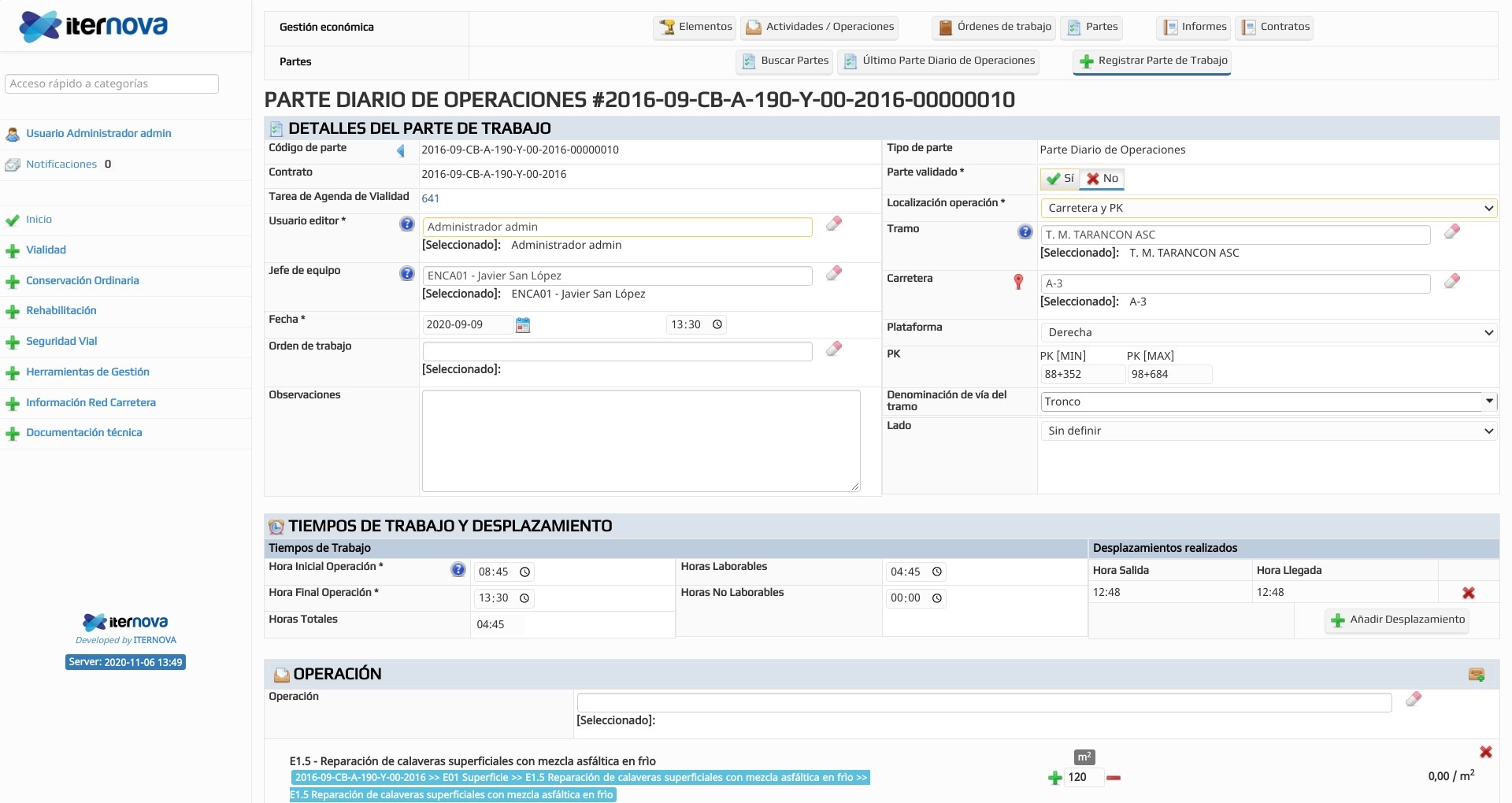 Infoseg - Registro de partes de trabajo